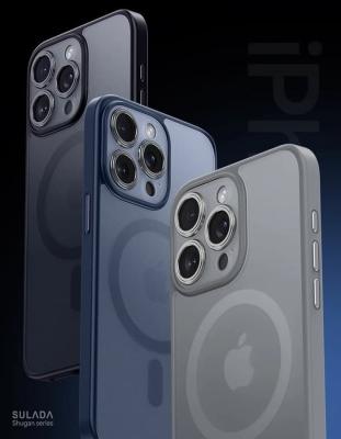 Чехол накладка для iphone 17 Pro Max (6.9) SULADA Shugan силикон+пластик притемненный матовый, титановый черный бампер с магнитом для magsafe