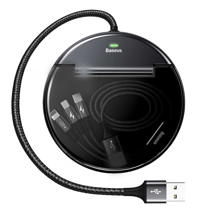 фото Автомобильное зарядное устройство Baseus Car Sharing Charging Station 3USB 3A + кабель 3 в 1 черное CAHUB-FX01