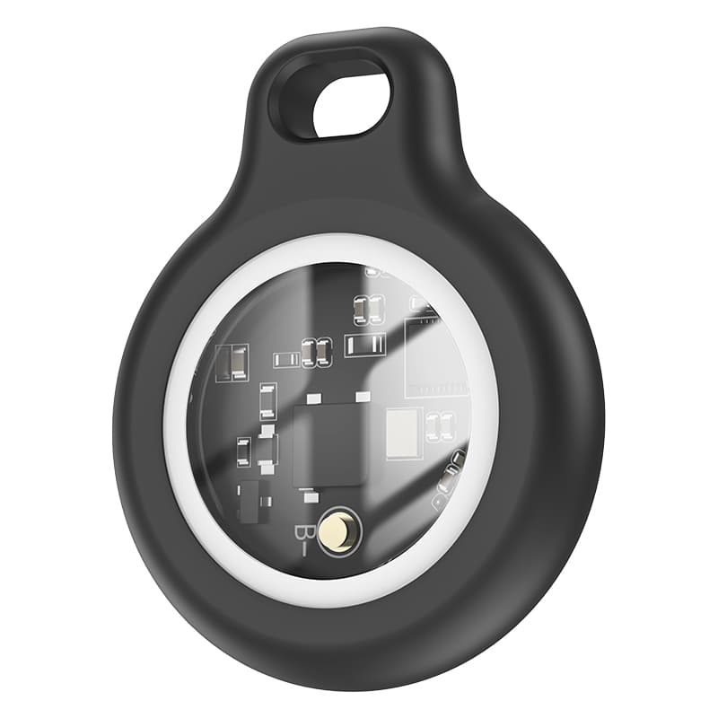 фото Беспроводная метка GPS трекер маячок AirTag Hoco E91 Tiger для iphone белый с черным чехлом