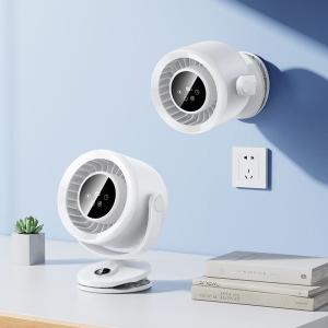 Вентилятор настольный настенный подвесной Hoco HX608 LED бесшумный 3600mAh на прищепке белый