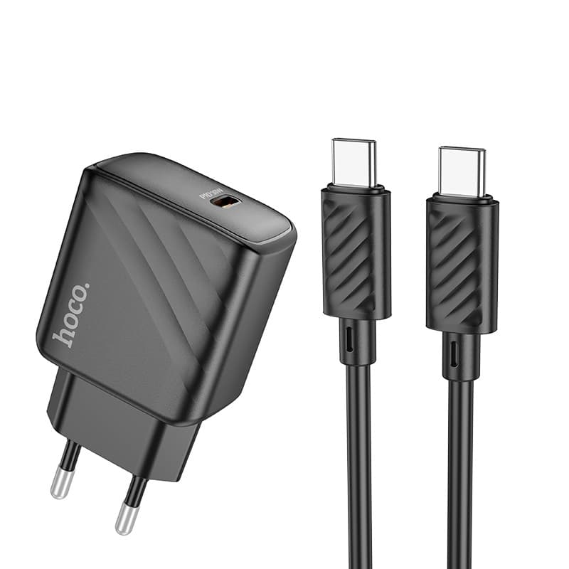 фото Сетевое зарядное устройство + кабель Type-C to Type-C HOCO CS22A PD 30W черный