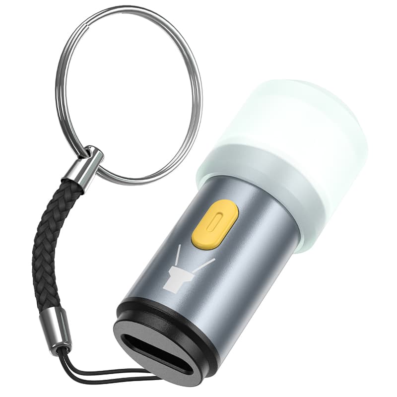 Изображение Портативный фонарик-брелок адаптер Hoco UA38A Type-C USB-C to LED серый металл фото Портативный фонарик-брелок адаптер Hoco UA38A Type-C USB-C to LED серый металл