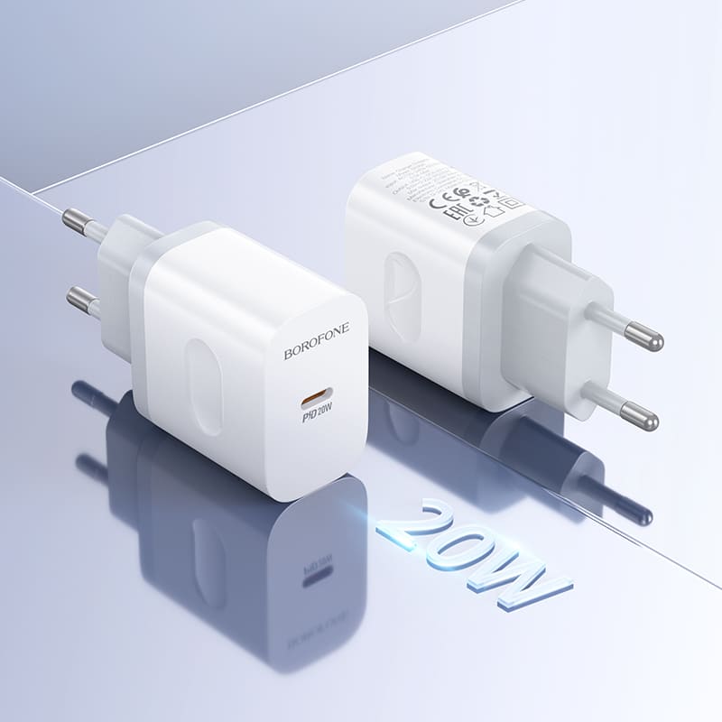 фото Сетевое зарядное устройство Адаптер Блок питания Borofone BA99A PD 20W Type-C USB-C белый