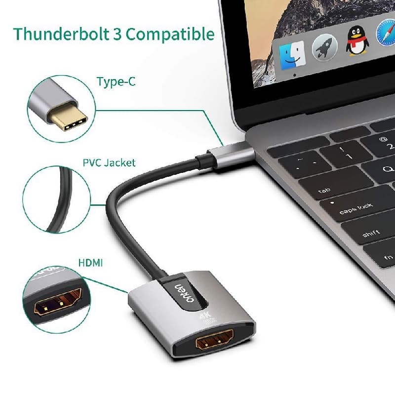 Адаптер переходник конвертер с Type-C USB на HDMI 4K Ultra HD Onten OTN-9587S серый