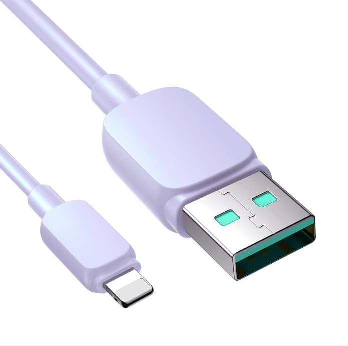 Кабель для зарядки iphone Lightning Joyroom S-A14 1.2м 3A силикон фиолетовый Кабель для зарядки iphone Lightning Joyroom S-A14 1.2м 3A силикон фиолетовый