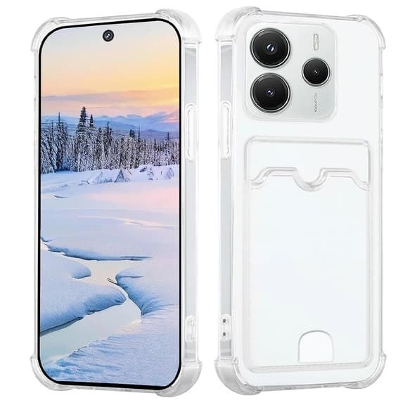 фото Чехол накладка для Xiaomi Redmi 15 4G с карманом для карты картхолдером с защищенными углами и камерой силикон прозрачная