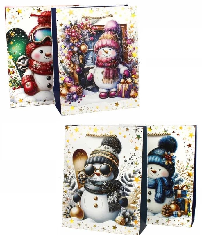 Пакет подарочный Снеговик 18х8х23 см YM-1997S