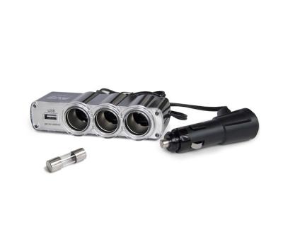Разветвитель прикуривателя 12/24 3 выхода+USB с проводом CS314U AVS со светодиодным индикатором
