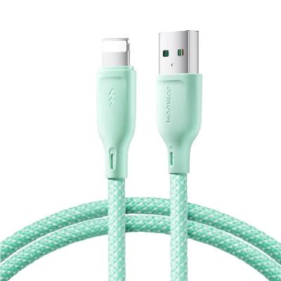 Кабель для зарядки iphone Lightning Joyroom SA34-AL3 1м 3A нейлоновая оплетка зеленый