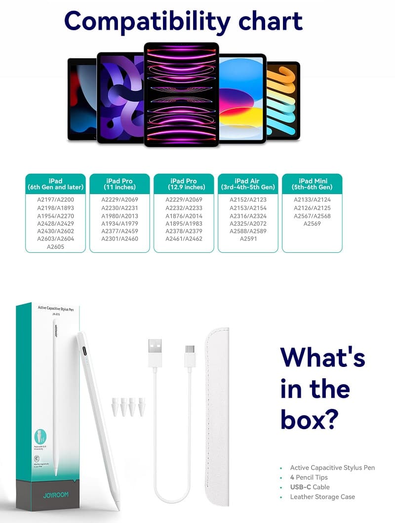 Изображение Стилус Joyroom JR-X15 Active Capacitor белый с чехлом фото Стилус Joyroom JR-X15 Active Capacitor белый с чехлом