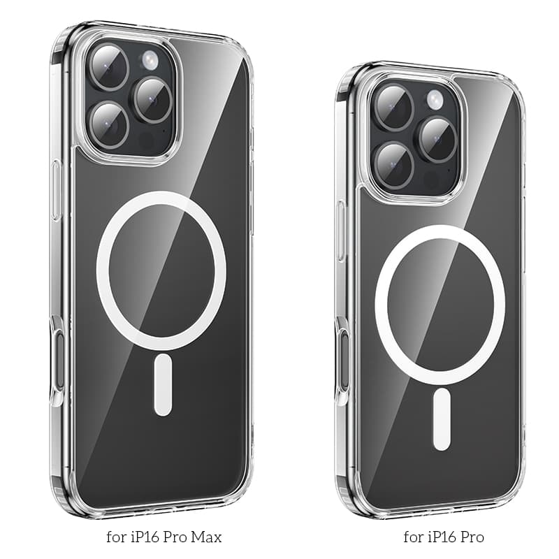 фото Чехол накладка для iphone 16 Pro Max (6.9) HOCO Armour magnetic защита углов силикон+пластик с магнитом для magsafe матовая черная