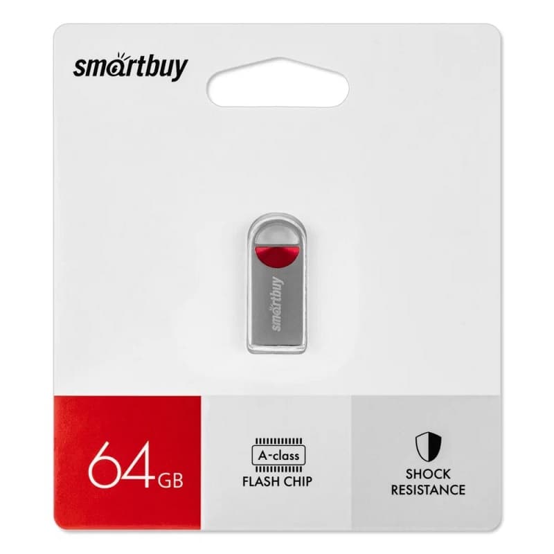 Изображение Флеш-накопитель Smartbuy MC8 Metal серебро с красным 64Gb