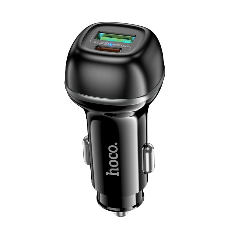 Изображение Автомобильное зарядное устройство HOCO Z58A 48W PD 30W+QC3.0 3A черное фото Автомобильное зарядное устройство HOCO Z58A 48W PD 30W+QC3.0 3A черное