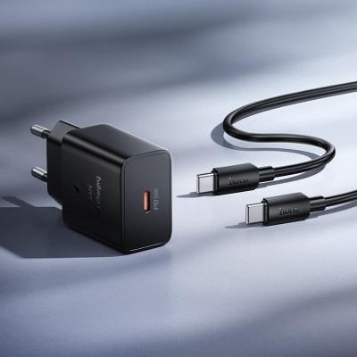 Сетевое зарядное устройство + кабель Type-C to Type-C 60W HOCO N76 GaN PD 25W 1м черный