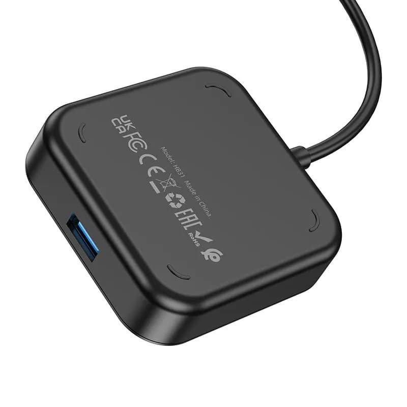 Разветвитель адаптер переходник USB HUB Хаб HOCO HB31 USB 3.0 to USB 3.0+USB 2.0x3шт черный 1.2м Разветвитель адаптер переходник USB HUB Хаб HOCO HB31 USB 3.0 to USB 3.0+USB 2.0x3шт черный 1.2м