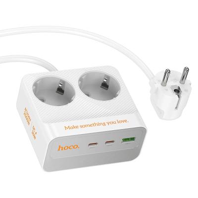 Сетевой фильтр HOCO AC27 2 гнезда + 2 Type-C USB-C PD30W + USB QC18W 2м 2500W белый