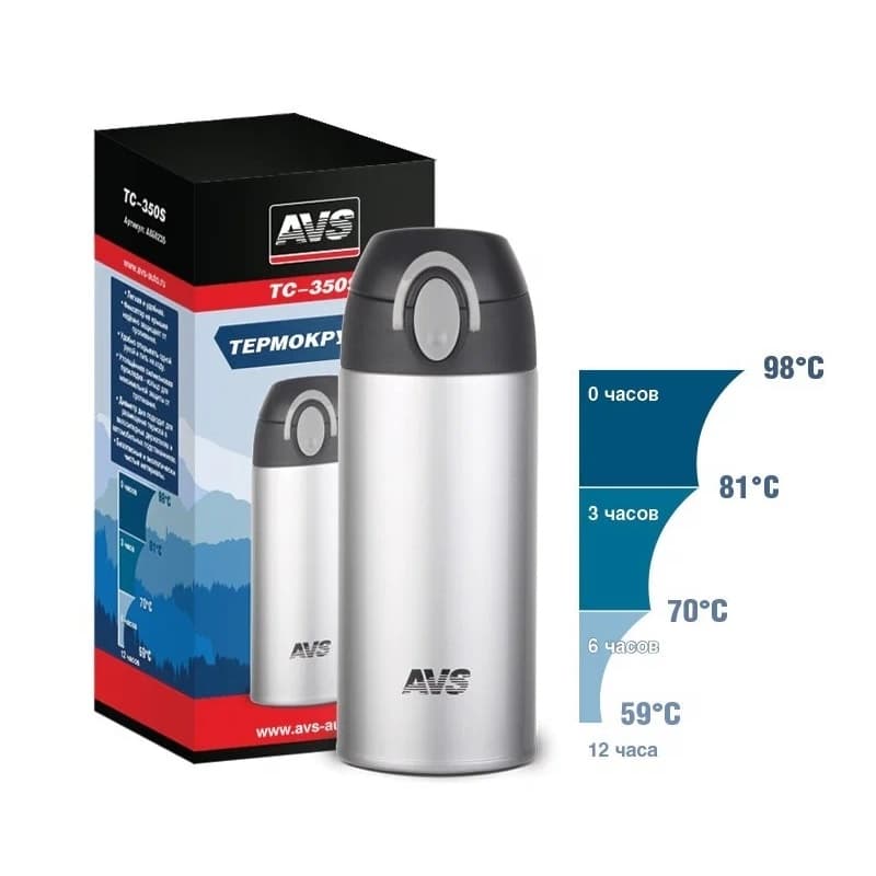Термокружка AVS TC-350S 350ml серебро