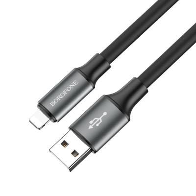 Кабель для зарядки iphone Lightning Borofone BX82 2.4A 1m прочный силиконовый черный
