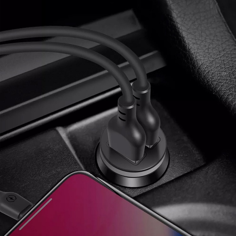 Изображение Автомобильное зарядное устройство + кабель Type-C USB xomobile TZ08 2USB 2,1A черный фото Автомобильное зарядное устройство + кабель Type-C USB xomobile TZ08 2USB 2,1A черный