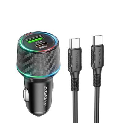 Автомобильное зарядное устройство + кабель Type-C to Type-C Borofone BZ21 48W PD 30W+QC3.0 1м черный