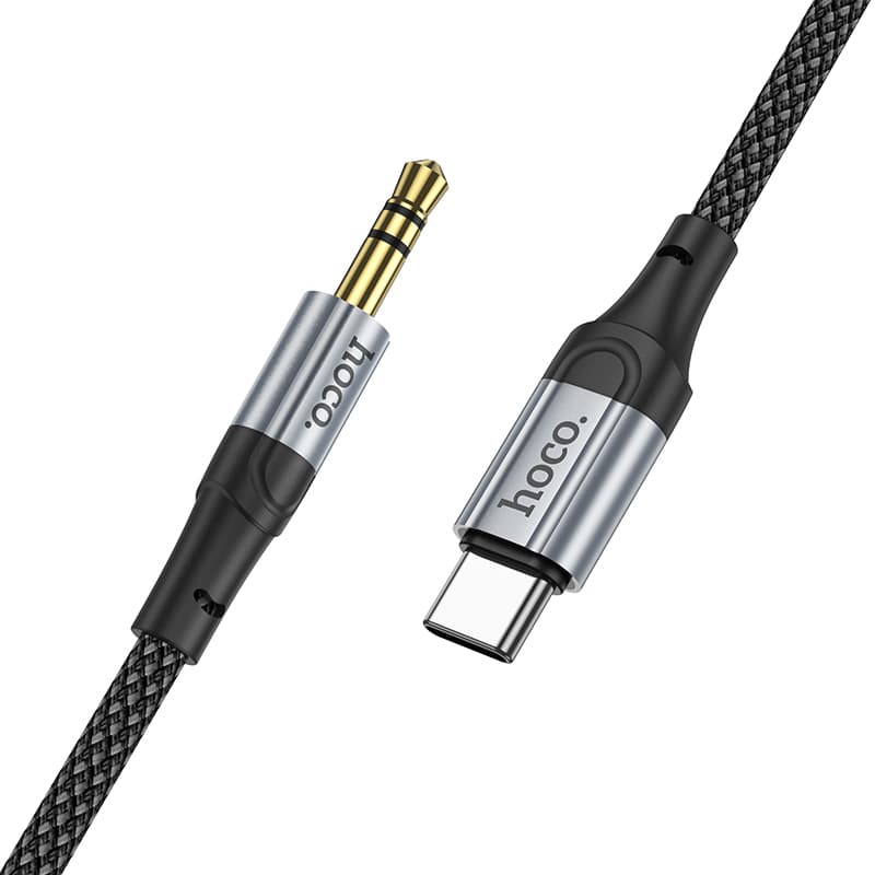 Кабель Aux Jack 3.5 - Type-C USB-C HOCO UPA26 1м плетеный черный Кабель Aux Jack 3.5 - Type-C USB-C HOCO UPA26 1м плетеный черный
