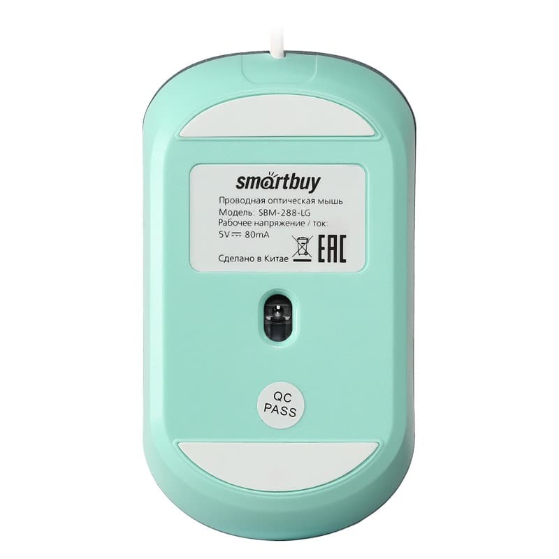 Мышь проводная Smartbuy 288-LG бесшумная с подсветкой зеленая (SBM-288-LG)