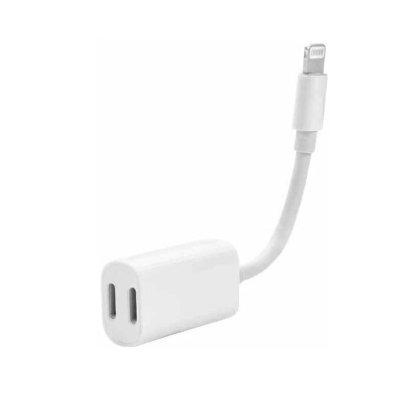 Аудио адаптер переходник для наушников iphone с Lightning на 2 Lightning Y Cable белый Аудио адаптер переходник для наушников iphone с Lightning на 2 Lightning Y Cable белый
