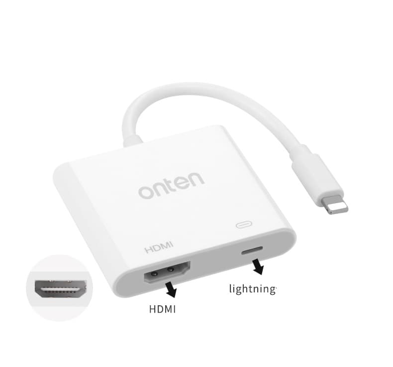 Адаптер переходник конвертер с Lightning на HDMI + Lightning Onten OTN-7565 Video Adapter 0.2м белый Адаптер переходник конвертер с Lightning на HDMI + Lightning Onten OTN-7565 Video Adapter 0.2м белый