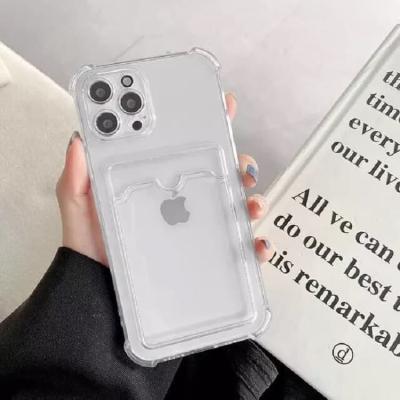 Чехол накладка для iphone 13 Pro (6.1) с карманом для карты картхолдером с защищенными углами и камерой силикон прозрачная