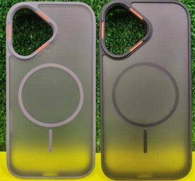 Чехол накладка для iphone 17 Air (6.6) силикон+пластик с магнитом для magsafe матовый черный с черным бампером