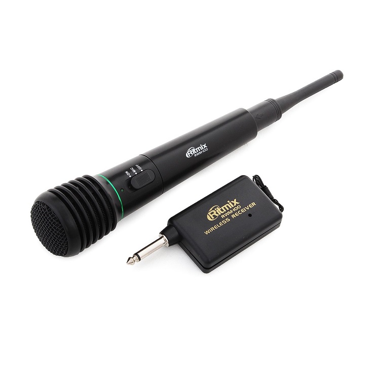 Микрофон динамический беспроводной/проводной Ritmix RWM-100 черный Микрофон динамический беспроводной/проводной Ritmix RWM-100 черный