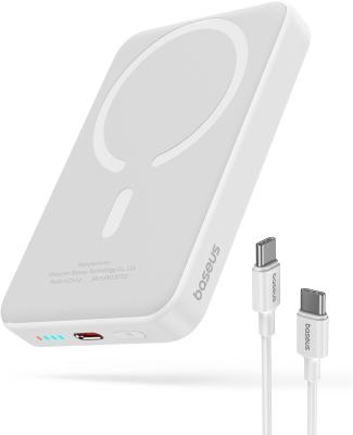 Внешний аккумулятор повербанк Power bank Baseus Magnetic Mini Air 10000mAh PD 20W с магнитом для magsafe белый PPCXM10A/P10059001223-00