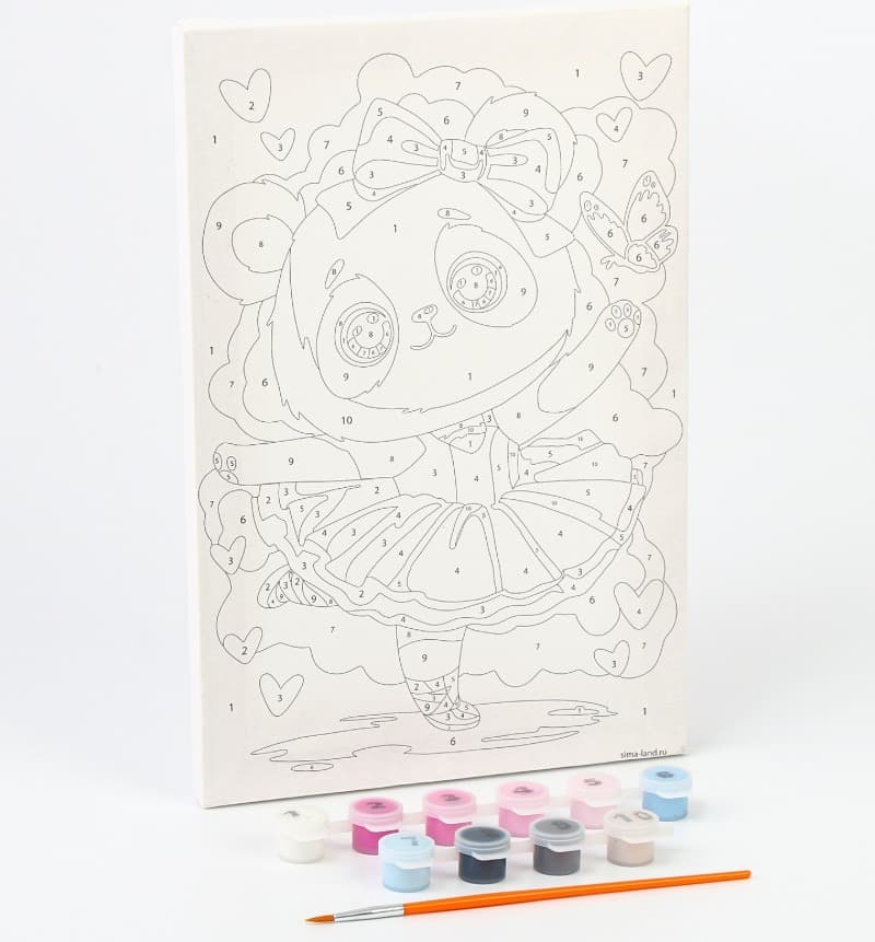 Набор для творчества картина по номерам Панда балерина 20х30см SimaLand 10667306