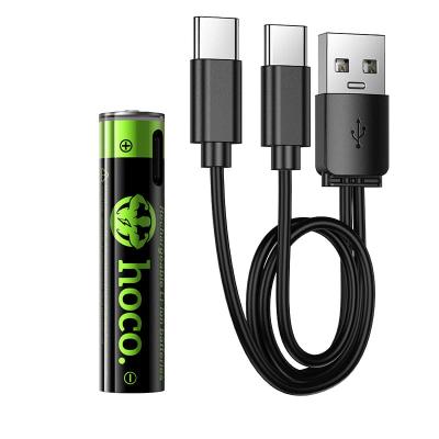 Батарейка аккумуляторная HOCO JA4 LR03/AAA 1200mWh/250mAh USB-C 1.5A литиевая подзарежаемая 2шт + кабель Type-C USB-C