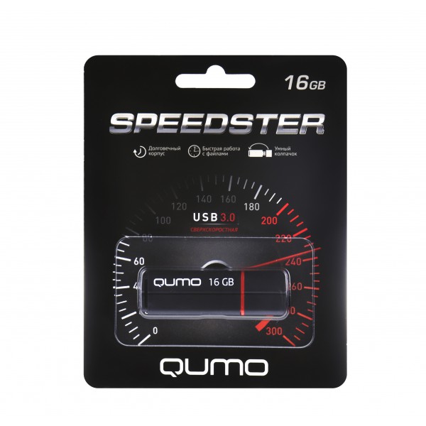 Изображение Флеш-накопитель QUMO Speedster USB 3.0 черный 32Gb
