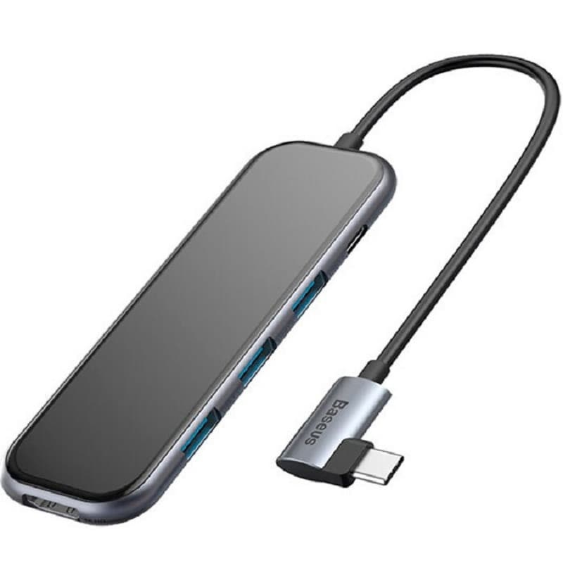 Разветвитель адаптер переходник концентратор Type-C HUB Хаб Baseus CAHUB-EZ0G док станция 5в1 серый