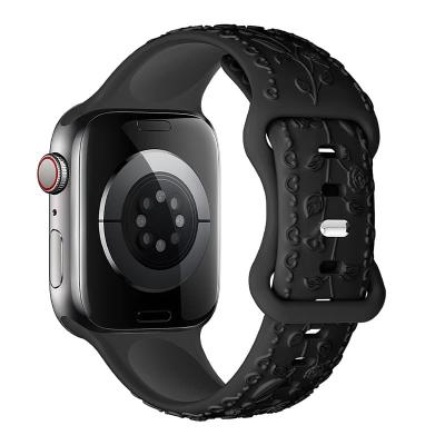 Ремешок для Apple Watch 42/44/45/49mm HOCO WA30 Flexible series 3D solid color силикон черный (black)