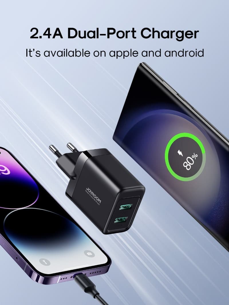 фото Сетевое зарядное устройство Адаптер Блок питания Joyroom JR-TCN01EU 2USB 2.4A 12W черное