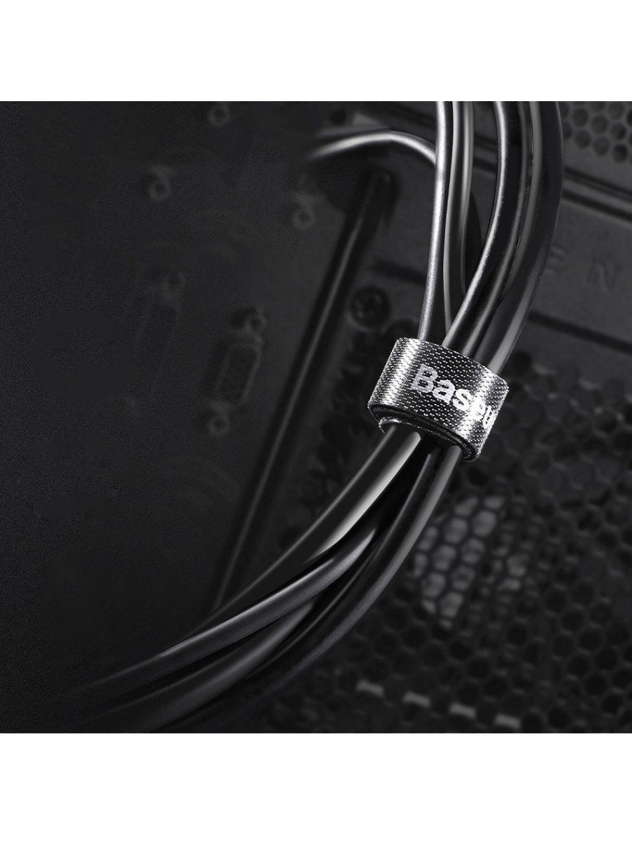 фото Органайзер лента-стяжка для проводов на липучке 1м Baseus ACMGT-E01 черный