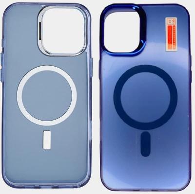 Чехол накладка для iphone 14 (6.1) Magnetic силикон+пластик с магнитом для magsafe матовая синяя