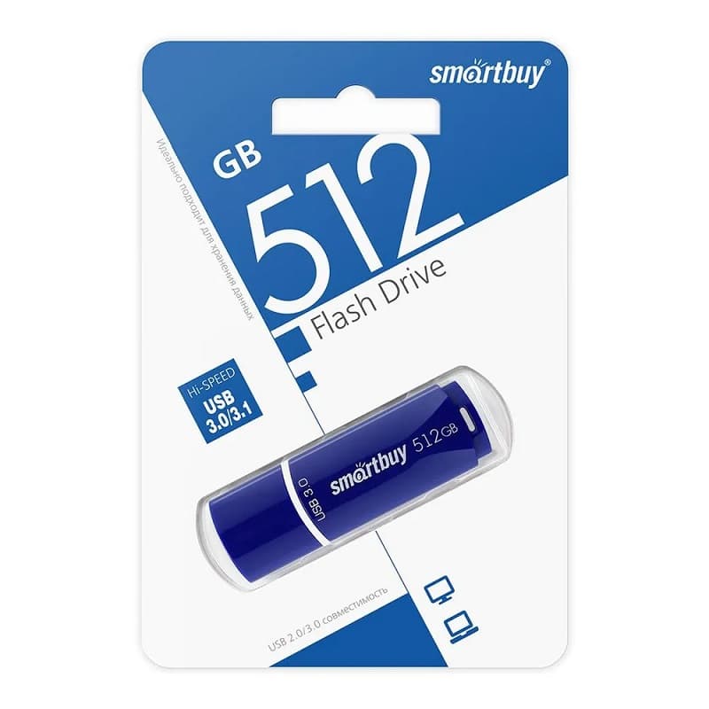Изображение Флеш-накопитель Smartbuy Crown USB 3.0/3.1 синий 512Gb Изображение Флеш-накопитель Smartbuy Crown USB 3.0/3.1 синий 512Gb