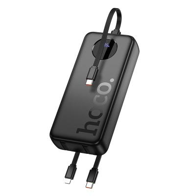 Внешний аккумулятор повербанк Power bank HOCO J132A 20000mAh 22.5W + PD 20W + QC3.0 с 3 встроенными кабелями и дисплеем черный