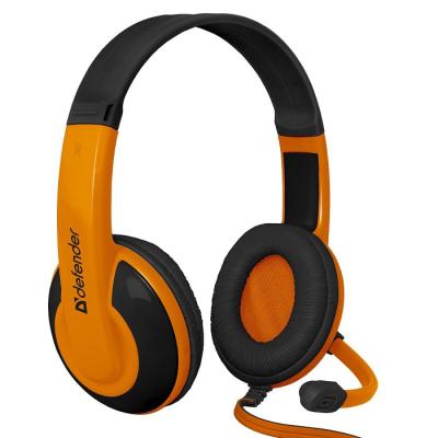 Игровые наушники DEFENDER Warhead G-120 черный с оранжевой вставкой, кабель 2 м