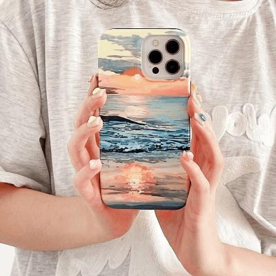 Чехол накладка для iphone 14 Pro (6.1) силикон+пластик пейзаж рассвет на море