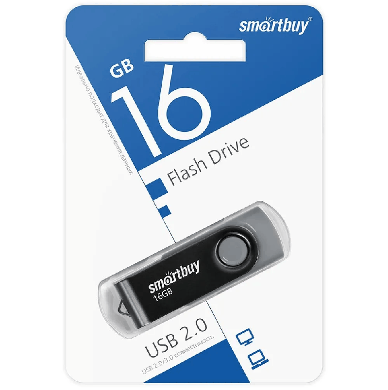 Изображение Флеш-накопитель Smartbuy Twist черный 16Gb Изображение Флеш-накопитель Smartbuy Twist черный 16Gb