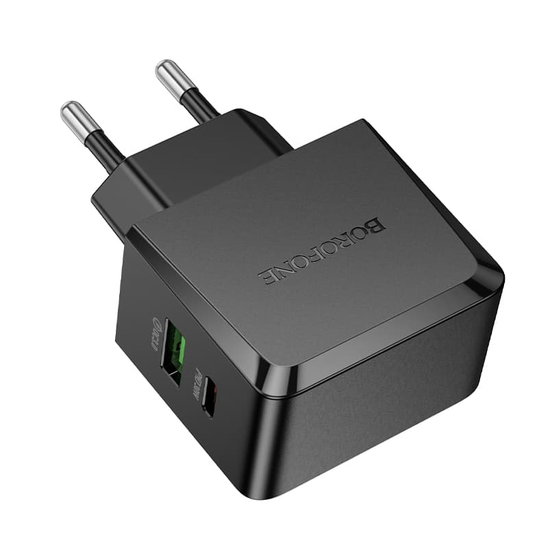 фото Сетевое зарядное устройство Адаптер Блок питания Borofone BAS61A PD 30W+QC3.0 18W / Type-C+USB-A черный