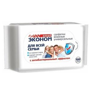 Влажные салфетки Эконом  N100 для всей семьи с антибактериальным эффектом