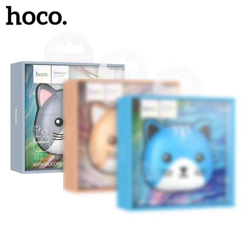 Изображение Наушники беспроводные Hoco EW46 с голубым чехлом котик Dodge cat фото Наушники беспроводные Hoco EW46 с голубым чехлом котик Dodge cat