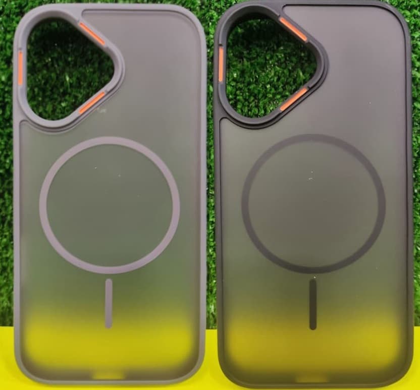 фото Чехол накладка для iphone 17 (6.3) силикон+пластик с магнитом для magsafe матовый серый с серым бампером