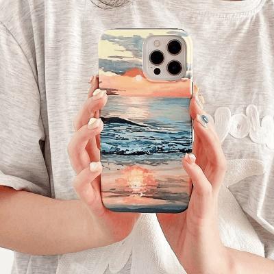 Чехол накладка для iphone 13 Pro (6.1) силикон+пластик пейзаж рассвет на море